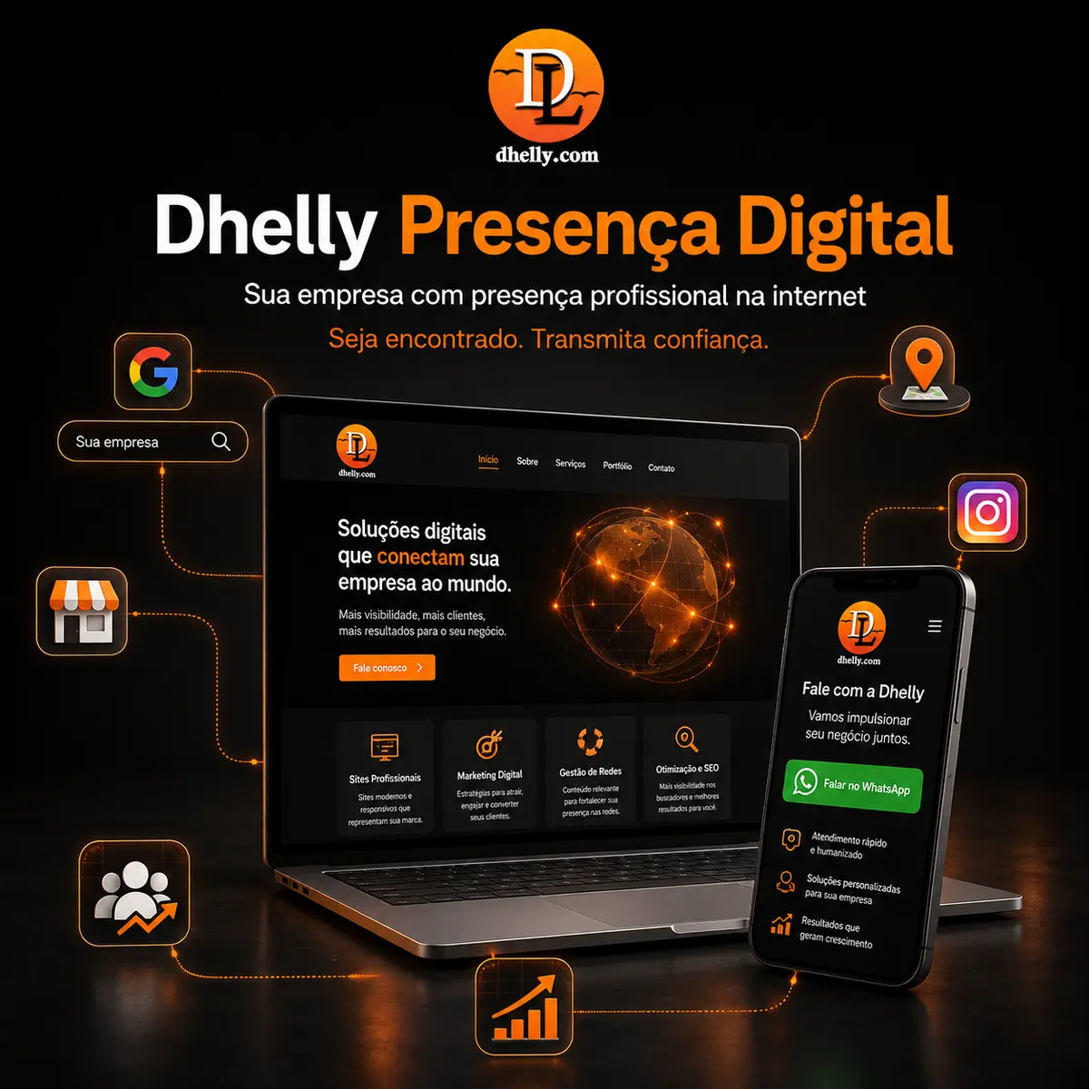 Dhelly Presença Digital, página profissional para empresas